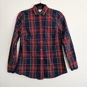 J. Crew Women's Plaid Blouse - Navy and Red